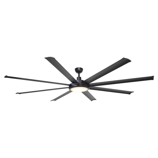 75" Industrial DC Motor Downrod Mount Reversible Ceiling Fan with Lighting and Remote Control