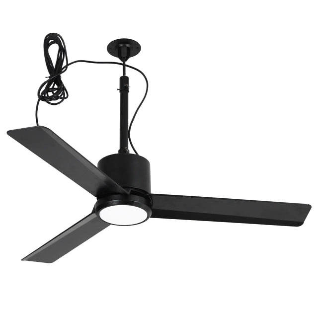 42 Inch Rhine Indoor/Wet Outdoor IP65 Black Anywhere Waterproof Ceiling Fan with LED Light and Convenient Hanging Hook