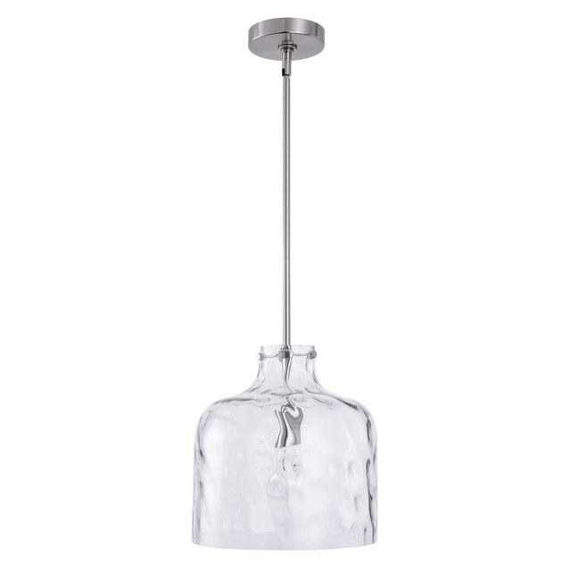 Kara Farmhouse 1-Light Textured Glass Nickel Island Pendant Light