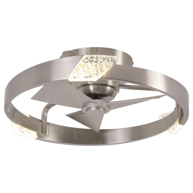 20 Inch Hazel Satin Nickel Flush Mount LED Ceiling Fan with Remote Control