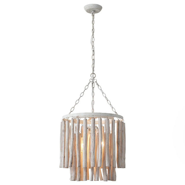 17 Inch Milo 4-Light White Wooden Chandelier