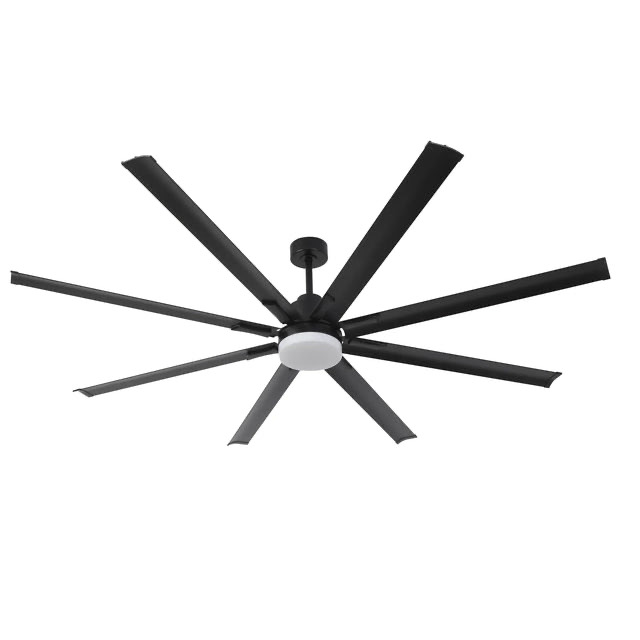 Vaczon 84 Inch 100 Inch Black HVLS Fan LED Large Ceiling Fan with Remote Control