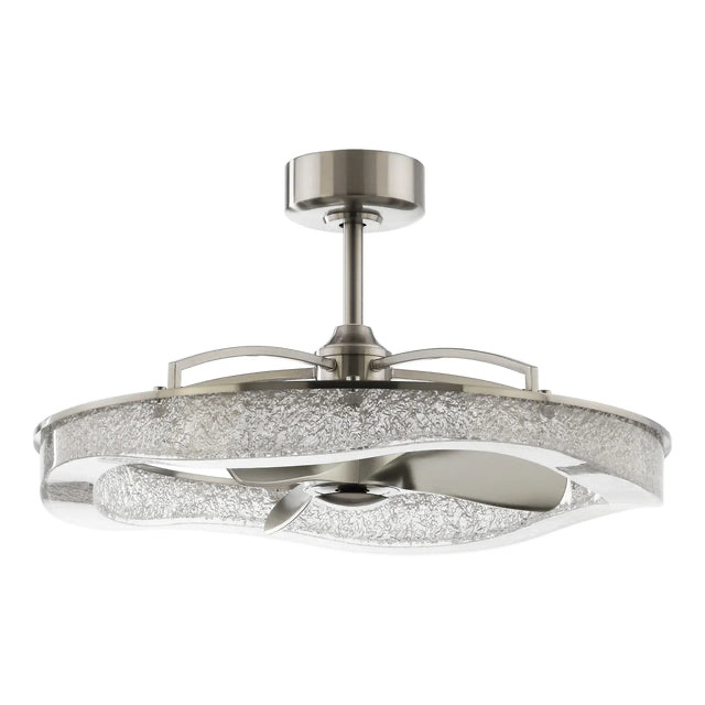 Perimost 33 Inch Satin Nickel Downrod Mount Luxury Fandelier with Light and Remote Control