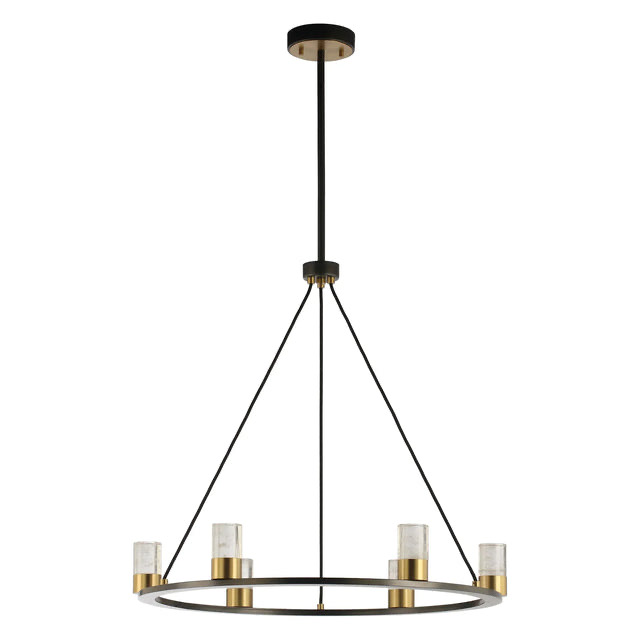 Perimost 31 Inch Alma 6-Light Black Modern Luxury Chandelier