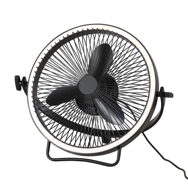 20 Inch Black Industrial Rotatable LED Downrod Fan Floor Fan with Remote Control