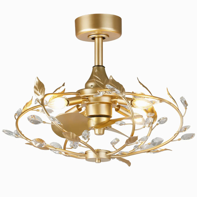 24 Inch Alexia Golden Crystal Ornament Fandelier with Remote Control