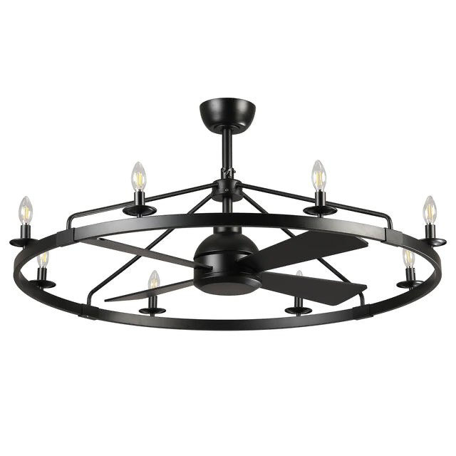 Vaczon 43" Chloe Black Industrial Fandelier with Light and Remote Control