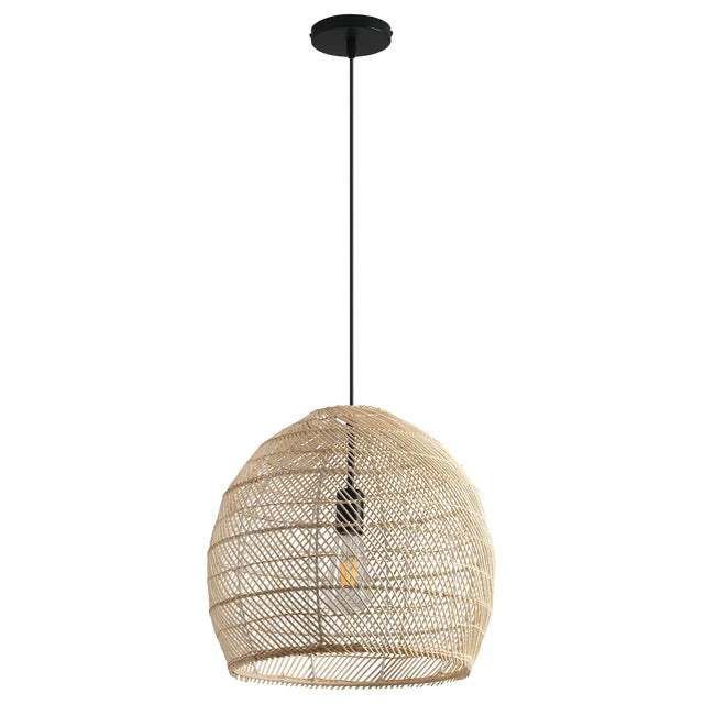 16" Virgil Bohemian Handwoven Rattan Island Pendant Light