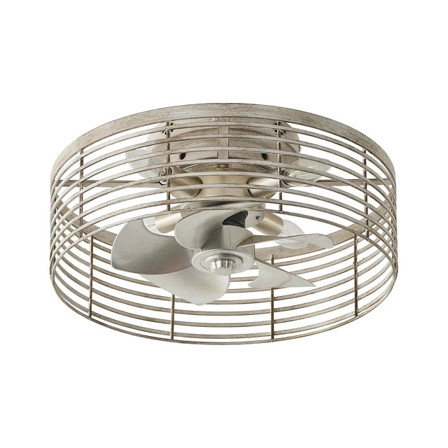 18" Ralap Distressed White Flush Mount Ceiling Fan with Light