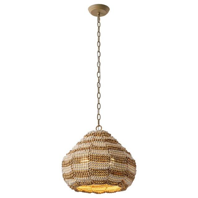Marina 2-Light Wooden Beads Bohemian Island Pendant Light