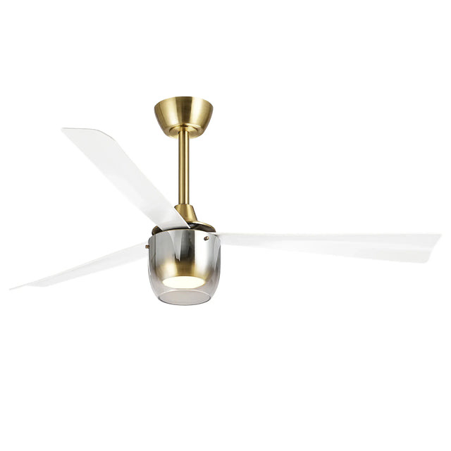 52" Noxis Cylindrical Glass Antique Copper LED Ceiling Fan
