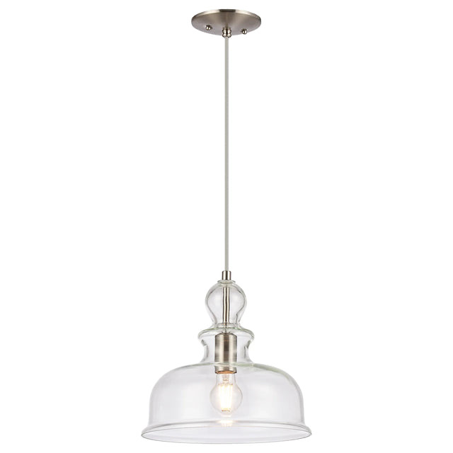 Daphne 1-Light Brushed Nickel Glass Pendant Light