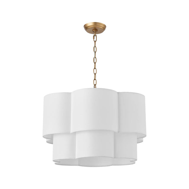 Miles 6-Light Antique Golden Chandelier with Fabric Shade